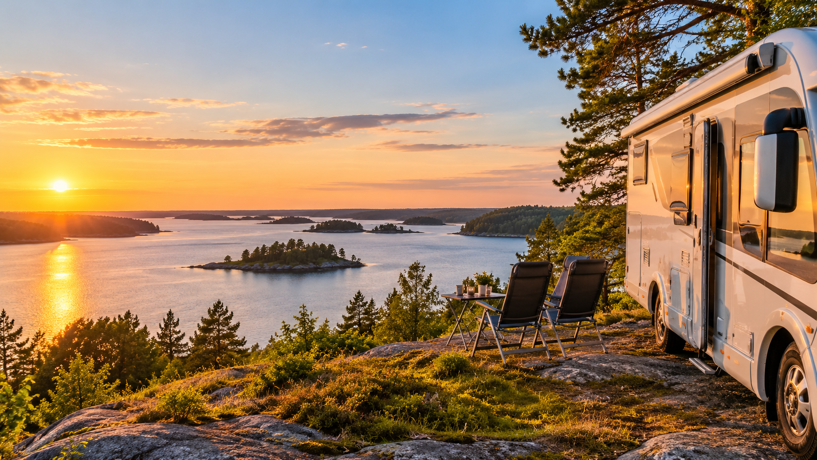 Husbil med utsikt över skärgården